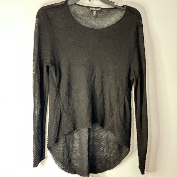 Eileen Fisher Hemp Blend Crop High/Low Sweater Black Sheer Size Small - Picture 2 of 9